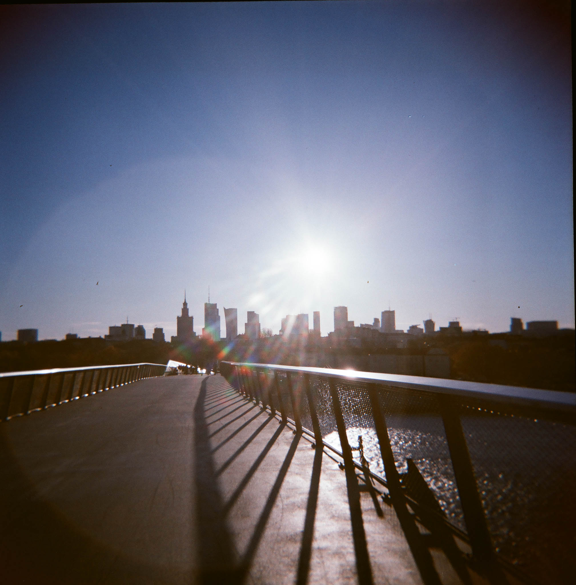 Warsaw skyline as viewed from the new walking bridge