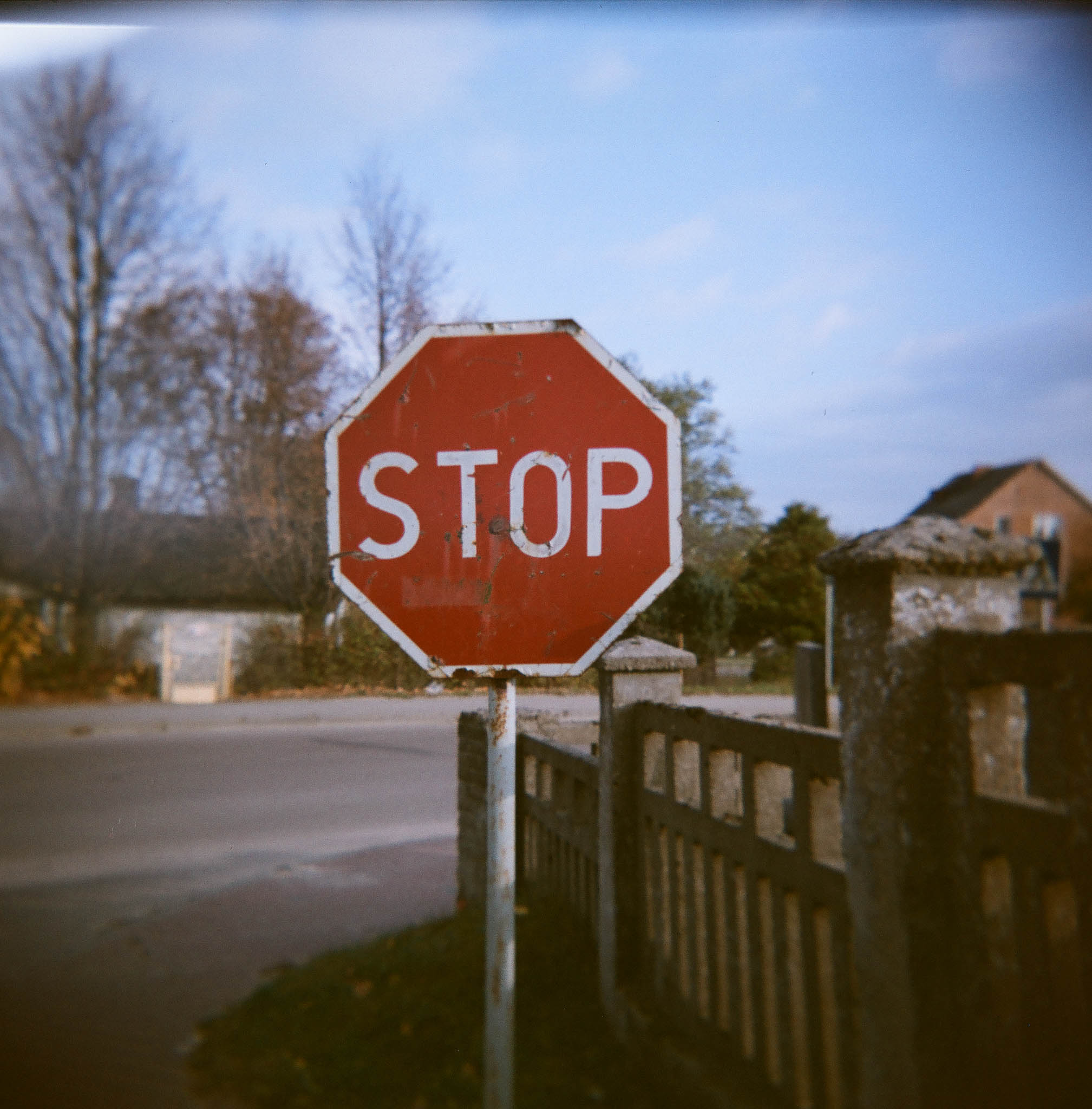 Stop sign at the cementary, Poland